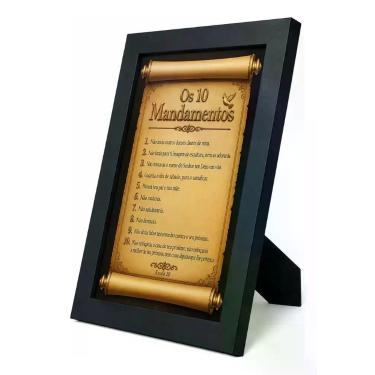 Imagem de Quadro Decora Os 10 Mandamentos Bíblia Êxodo 20 Jesus Cristo Cor:Preto