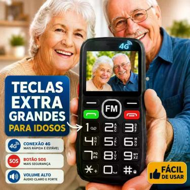 Imagem de Celular Para IDOSO ou rural com Teclas Grandes antigo 4G Dual Chip MP3