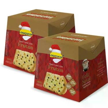Imagem de Kit 2 Unid. Panettone Lowçucar com Frutas Cristalizadas e Uvas Passas 