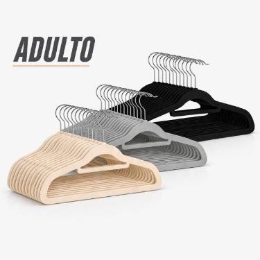 Imagem de Kit 50 Cabide De Veludo Adulto Ultra Fino Antideslizante com Suporte G