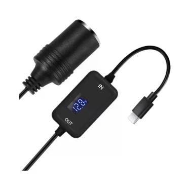 Imagem de Adaptador De Voltagem Ajustável Tipo-C Para Acendedor De Cigarros 5V 1