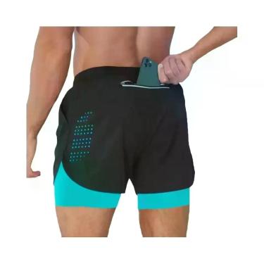 Imagem de Shorts De Treino Masculinos 2 Em 1 De Secagem Rápida Para Corrida E Fi