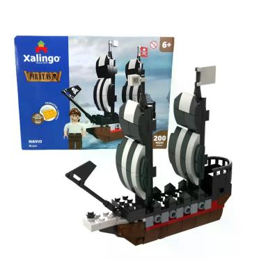 Imagem de Blocos de Montar Piratas Navio 200 Peças Brinquedo Infantil Xalingo - 
