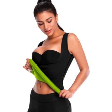 Imagem de Camiseta Regata Modeladora Feminina Emagrece Sauna Mbfit, XXG, Preto