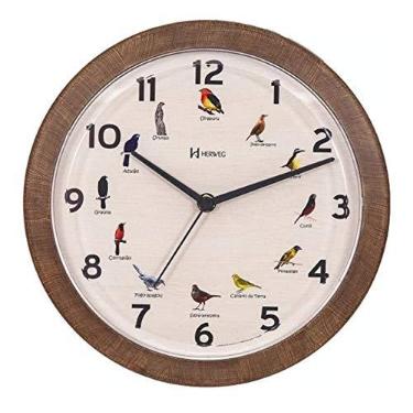 Imagem de Herweg Relógio Parede Passarinhos 6658 Canto Passaros Brasileiros - Analógico Elétrico - 25 cm x 8 cm