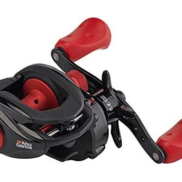 Imagem de Abu Garcia Carretel de pesca Max X Low Profile Baitcast - Carretel de fundição vermelho e preto para pesca de predadores, lúcio, poleiro e zander