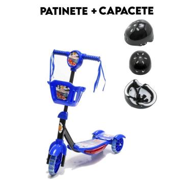 Imagem de Patinete Azul de Cestinha + Presente Capacete - DM Toys
