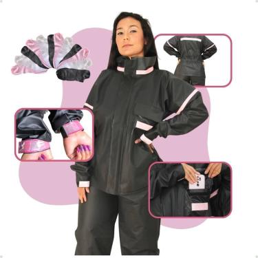 Imagem de Capa de Chuva Feminina para Motoqueira Conjunto PVC Impermeável Rosa c