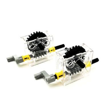 Imagem de 2 Set of Technic Trans-Clear GEARBOX ASSEMBLY Kits Compatible with legoes Technic Trans-Clear Wormbox gear motor REDUCER block Mindstorms robotics ev3 NXT transparent robot power functions 6588