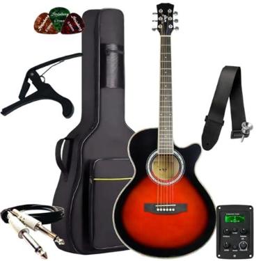 Imagem de Kit Violão Elétrico Bravo TF200 Aço Série Tuneful + Bag Luxo + Acessórios (RD - Red Burst)