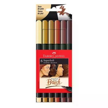 Imagem de Caneta Hidrográfica Supersoft Brush 150706softtp 6 Cores Tons De Pele - Faber Castell