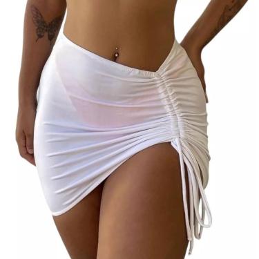 Imagem de Saída De Praia Saia Transparente Franzida Ajuste Promoção - Rv MOdas, 