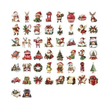 Imagem de Adesivos De Natal Retrô Em Estilo Cartoon 50/100PCS À Prova d'Água Tra