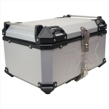 Imagem de Bau Moto Traseiro 65 Litros Universal Aluminio Anti-roubo Nf (Prata)