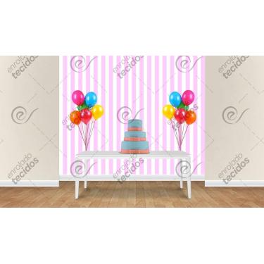 Imagem de Painel em Jacquard Estampado Listrado Rosa, 2,00 x 2,80