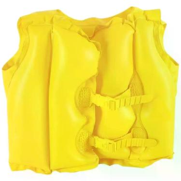 Imagem de Colete Infantil Inflável Salva-Vidas 1822 PVC com Kit de Reparo Suporta 30kg Amarelo Mor