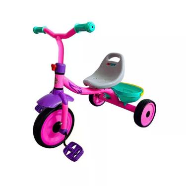 Imagem de Triciclo Infantil com Pedal Assento Ajustável 3 Rodas Rosa Uniart