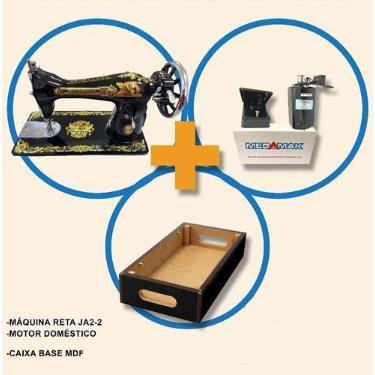 Imagem de Máquina De Costura Reta Doméstica Pretinha+Base+Motor 220V - Comace, 2