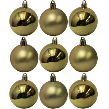 Imagem de Bolinha de Natal Mix de Modelos c/ 9 Peças 6cm - Champagne - CHIBRALI