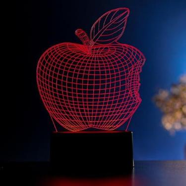 Imagem de Luminária LED 3D de Mesa/Luz Noturna Presente Criativo/Decoração - maça, nutricionista