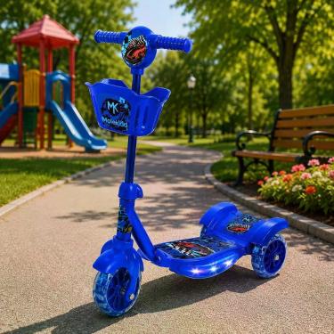Imagem de Patinete Infantil Azul 3 Rodas com Luzes LED e Guidão Ajustável - IMPO