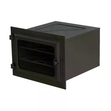 Imagem de Forno de Ferro Fundido Libaneza com Tampa de Vidro e 2 Grelhas para Fogão a Lenha Preto