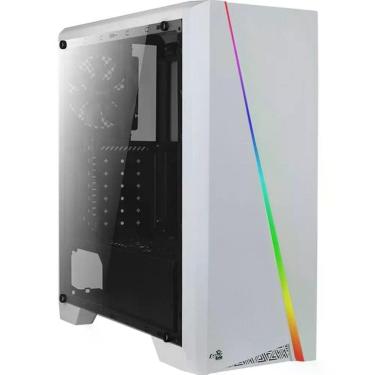 Imagem de Gabinete Gamer Cylon Mid Tower Atx em Aço com Rgb Frontal e Lateral Acrílica Branco Aerocool