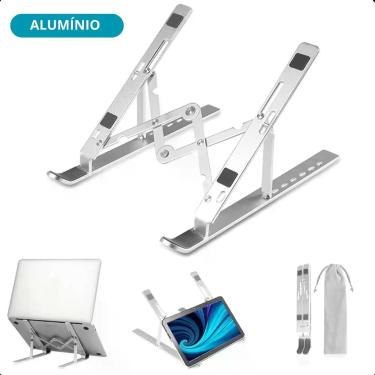 Imagem de Suporte Para Notebook Dobrável Articulado Aluminio Prata - LIPPIN