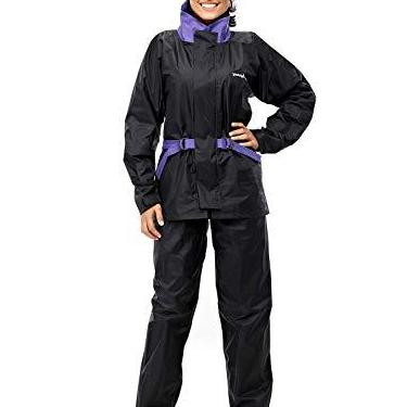 Imagem de CAPA DE CHUVA PANTANEIRO NYLON FEMININA PRETA COM LILAS EX