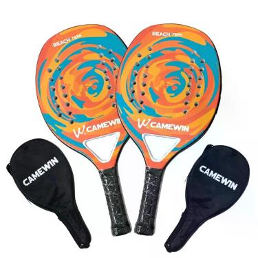 Imagem de Kit 2 Raquetes Beach Tennis Camewin Fibra de Carbono, Laranja