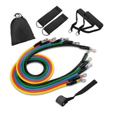 Imagem de KIT ELÁSTICO EXTENSOR 11 PEÇAS P/EXERCÍCIOS