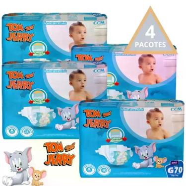 Imagem de Fralda Descartável Infantil Tom e Jerry Hiper 4 Pacotes Tamanho P/M/G/