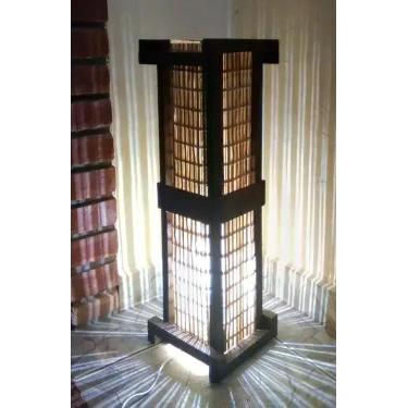 Imagem de Abajur de chão e mesa luminária japonês rústico bambu sala quarto made