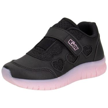 Imagem de Tênis infantil ultra flex kidy 4451038, Preto, Rosa, 32