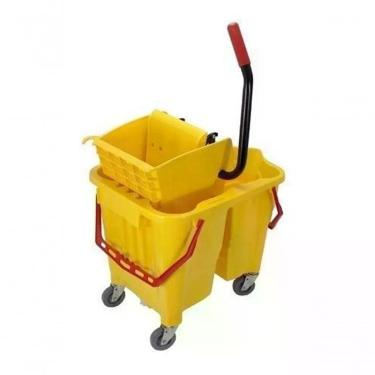 Imagem de Carrinho de Limpeza Profissional com Balde Espremedor W1 para Sistema de 2 Águas 11L e 13L Amarelo Premium Colchões
