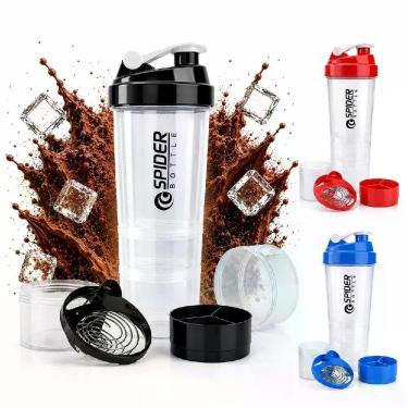 Imagem de Coqueteleira Fitness 3 Andares Garrafa Shaker Academia Suplementos Plastico Resistente Compartimentos Organizadores