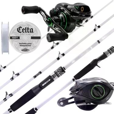 Imagem de Kit Pesqueiro Super Carretilha drag 10kg Vara Garbus Carbono Lado da M