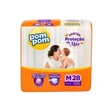 Imagem de Fralda Descartável Infantil Pom Pom Protek Proteção de Mãe JUMBO TAM M