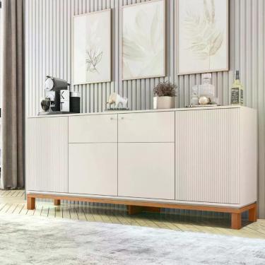 Imagem de Buffet Mondrian 4 Portas 2 Prateleiras MDF Off White para Sala de Jantar Caemmun Móveis