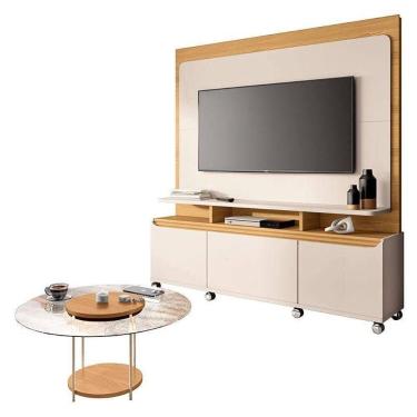 Imagem de Estante Home Theater Quantum Off White Cinamomo E Mesa De Centro Sky C