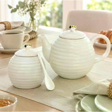 Imagem de Bule + Açucareiro com Colher de Porcelana Tampa Abelha Bee Hauskraft B