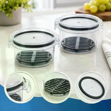 Imagem de Pote Queijeira Hermética Multiuso 550ml Porta Queijo Com Grade Escorre