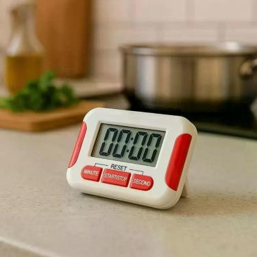 Imagem de Timer Culinário Hauskraft Digital 90min com Imã para Geladeira Branco Plástico e Metal Analógico Cozinha