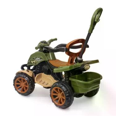 Imagem de Quadriciclo Infantil Militar Verde com Haste Guia para Crianças anos -