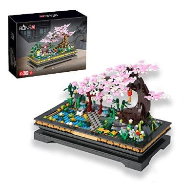 Imagem de Bonsai Tree Building Sets，Japanese Style Cherry Blossom Tree Mini Building Blocks(1101PCS), Including Garden, Plants,Animal,Pond,Flowers,Meaningful Gift for 6 7 8 9 10+ Kids and Adults