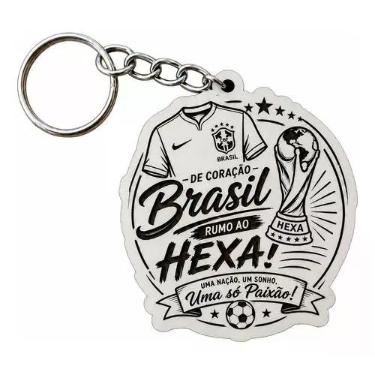 Imagem de Kit Chaveiros Copa Do Mundo Brasil Hexa Futebol Mdf Branco - Arte Lase