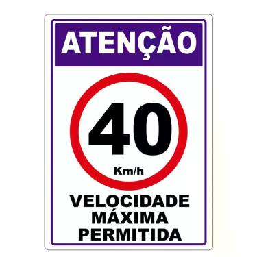 Imagem de Velocidade Máxima Permitida Adesivo 40Km Por Hora Vermelho