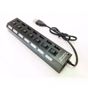 Imagem de Hub 7 Portas Usb 2.0 Led Indicador Entrada P/ Fonte Preto B