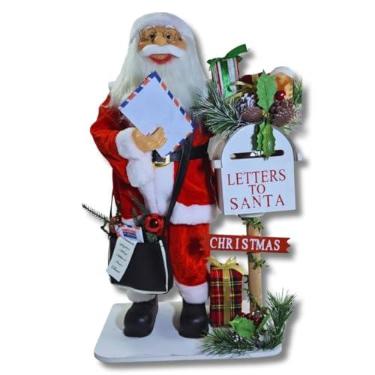 Imagem de Papai Noel Gigante, Musical, Decoração de Natal De Luxo, com Presentes e Cartinhas nas mãos 68cm, ideal para colocar ao lado da árvore e decorar Festas de Final de Ano