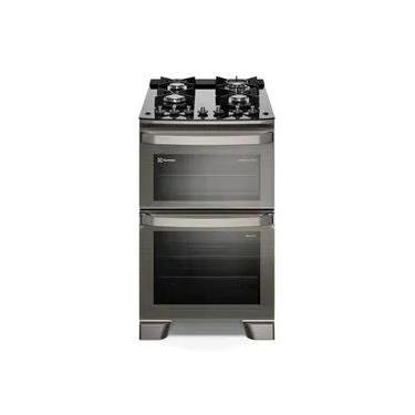 Imagem de Fogão 4 bocas Electrolux Cinza Experience Mesa de Vidro, 2 fornos e PerfectCook360 (FE4DG)